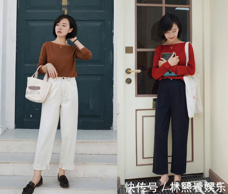 小娇 别只会穿半身裙!学习她的“宽松衫+直筒裤”穿搭高级又显瘦!