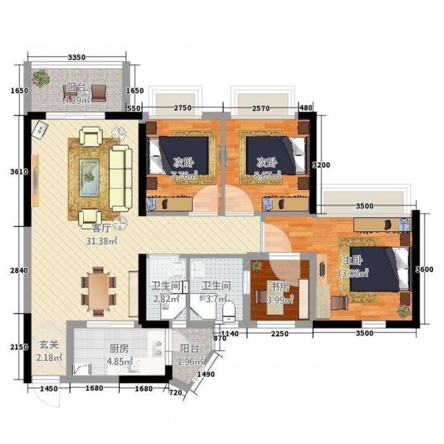 开放式|110平北欧风三居室开放式厨房,造型别致的木质吊顶,质朴清新