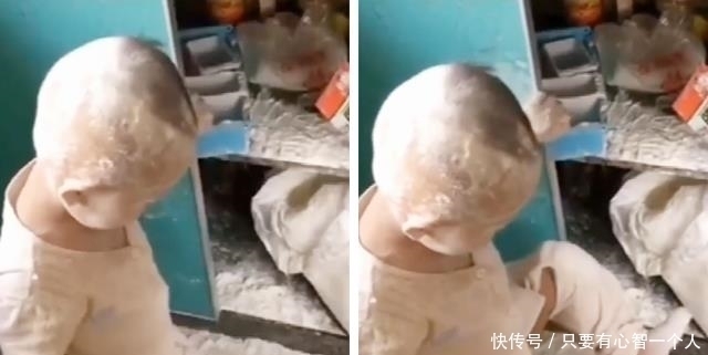 萌娃|趁妈妈不注意,萌娃钻进面粉桶嬉戏,外婆做法实力演绎“隔代亲”