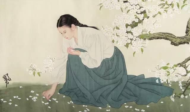 工笔画|国画:何家英画笔下的怜怜女儿态,不同寻常的美感!