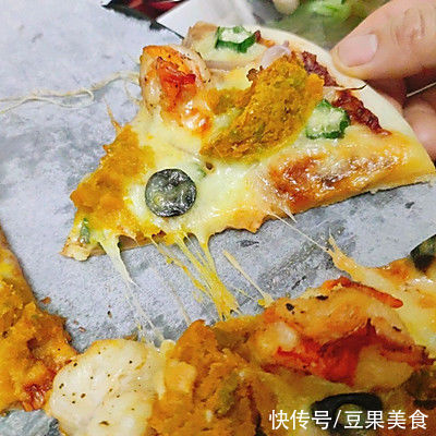 橄榄|大虾南瓜PIZZA 外脆内软的薄饼披萨配方来了