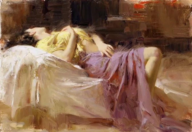 人物#皮诺德埃尼的油画人物,色彩斑斓,动静结合,光彩照人