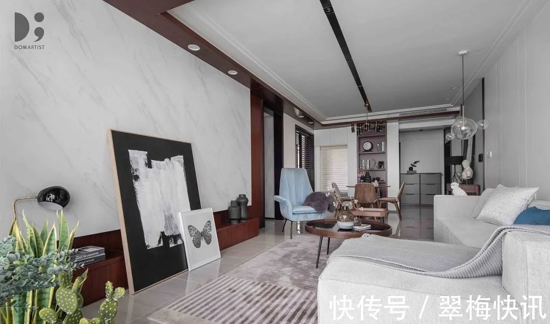 空间|116㎡现代简约,简洁优雅的空间,加入深色与绿植,稳重舒适