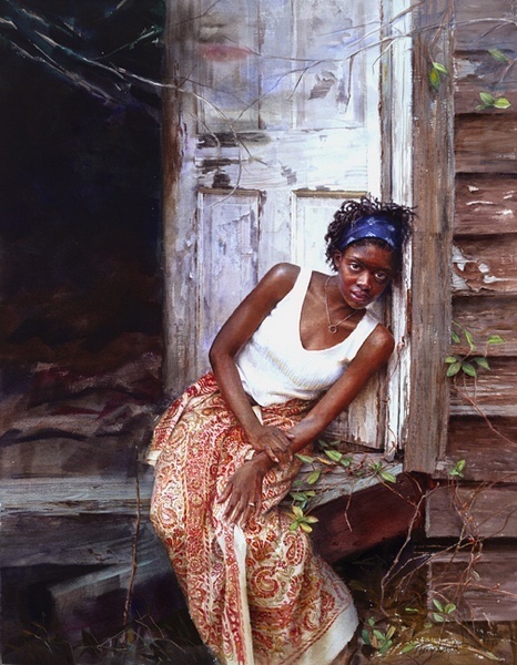 画标$美国水彩人物画家玛丽怀特:一张A4大小的水彩画标上万美元