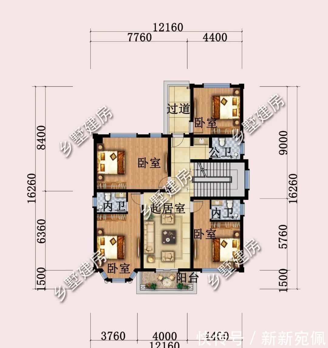 阳光房|12×16米带车库欧式别墅,落地窗阳光房,回村盖房就选它