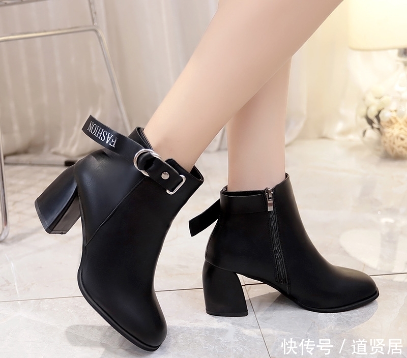 粗跟尖头短靴低跟百|又出一女鞋东北鞋,又叫“踏雪鞋,女人设计,上脚特好看