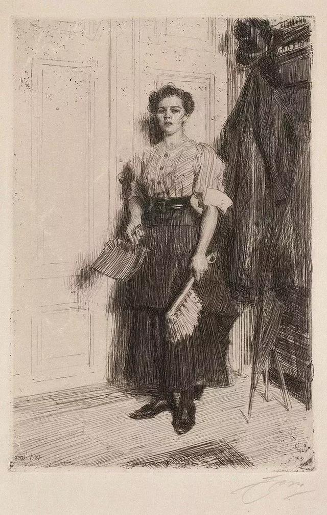 素描$20世纪初北欧著名素描大师,寥寥数笔就能捕捉到人物的神态,被誉为“线条的指挥家”