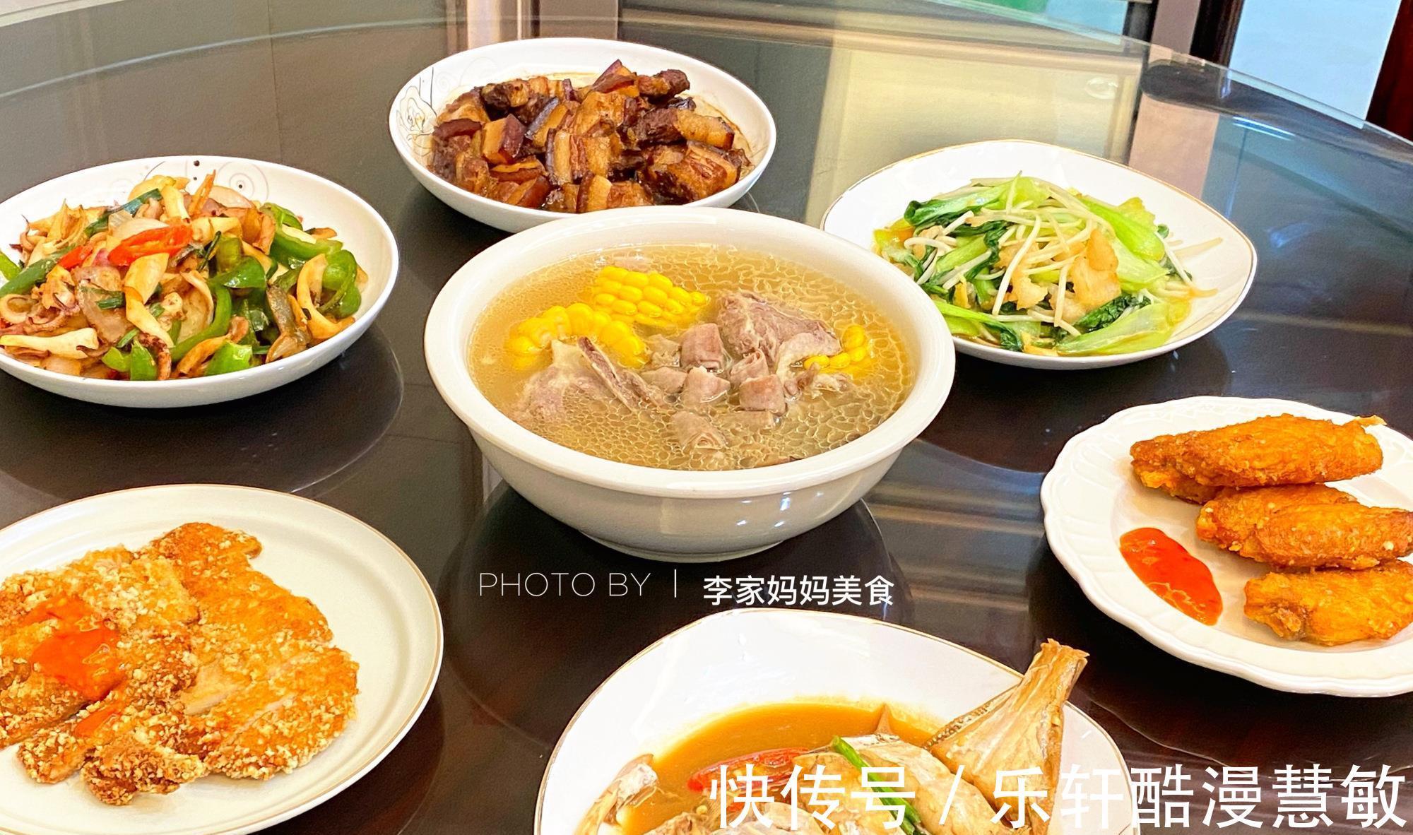 家常|福建一家5口人的晚餐火了，6菜1汤，简单家常，网友能蹭饭吗