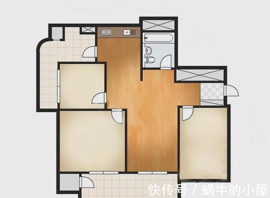 阳台上|晒她82平小户型,厨房修改了5次,卧室却一稿即过!太好看了