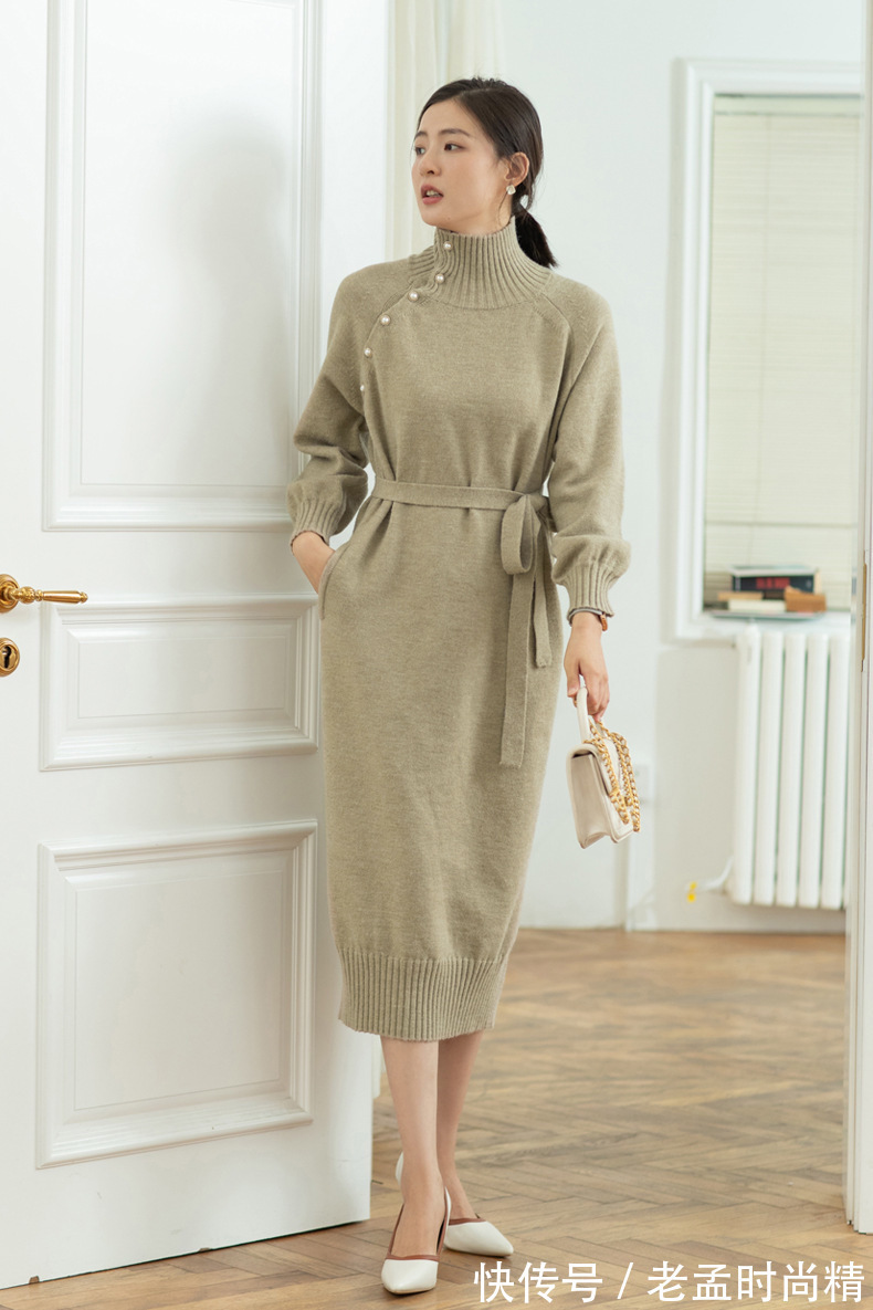 小单鞋|时髦好穿搭的针织连衣裙,简约知性,时尚优雅
