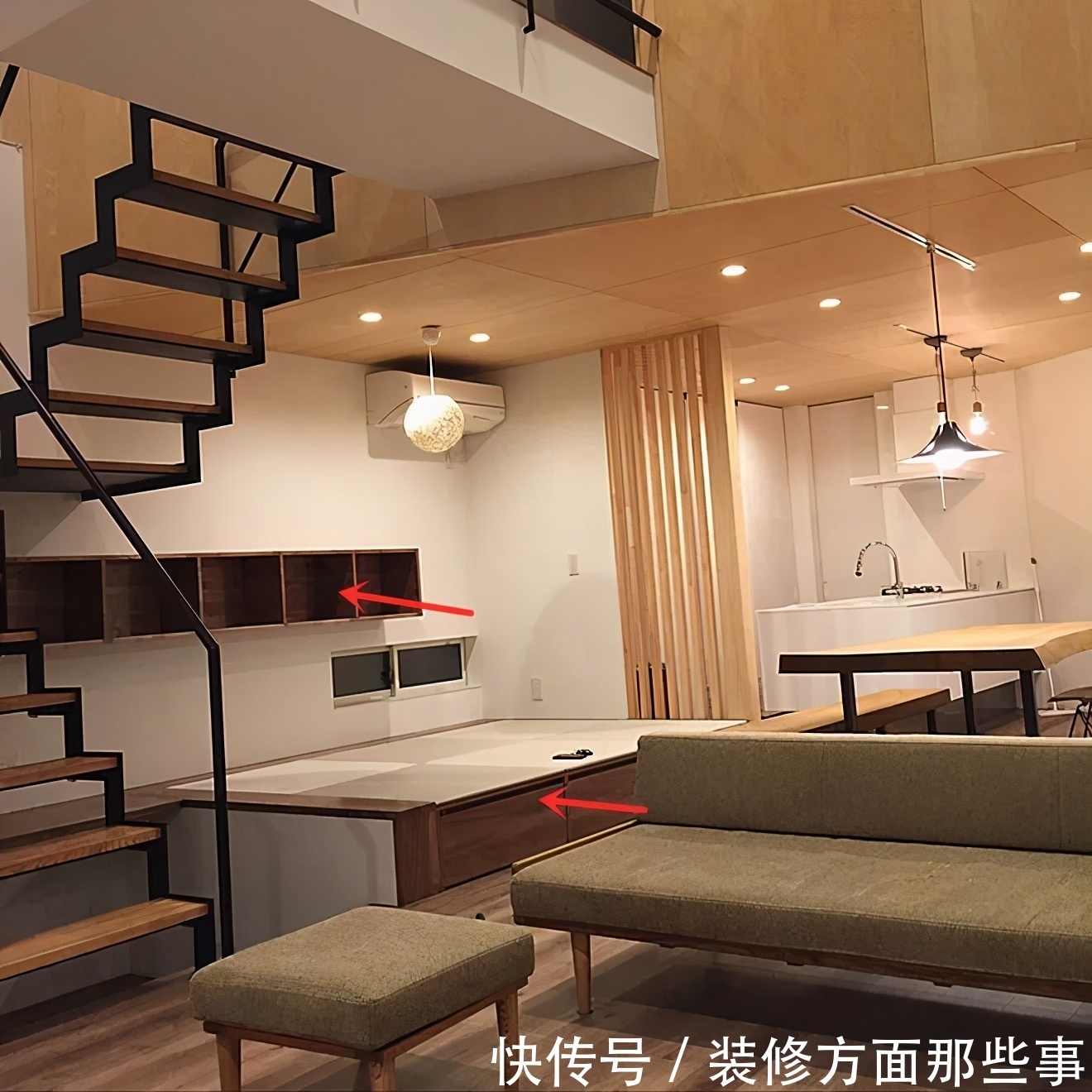 书房|还是日本人更会省空间，楼梯下打榻榻米下沉做书房，实用性翻了2倍不止