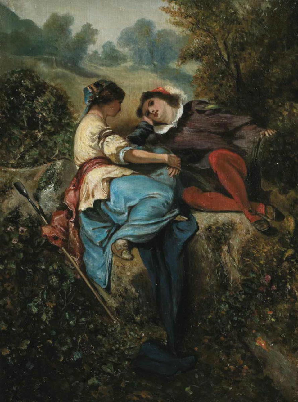 安托万!法国画家亨利·查尔斯·安托万·男爵嬉闹的生活人物油画