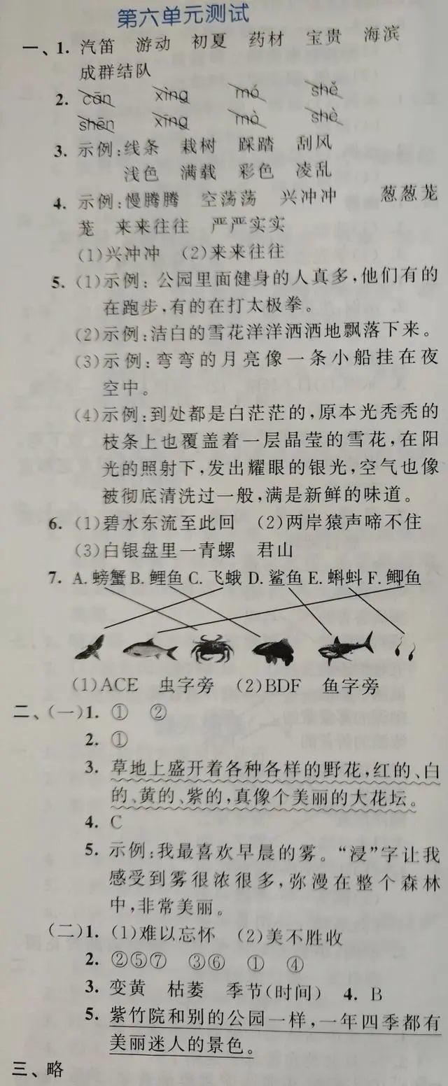 考完|刚考完：三年级语文上册第六单元试卷（附答案）老师：题型偏难