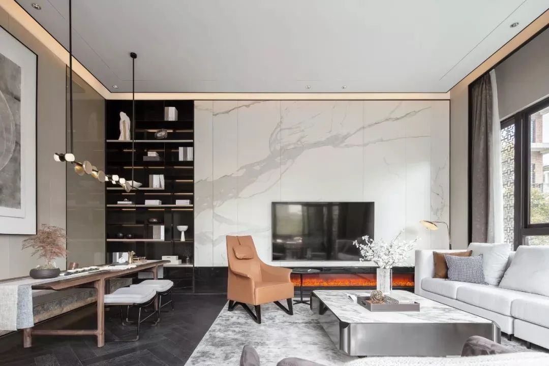 床头柜|510㎡现代别墅,低调舒适的空间,轻奢安静的气质