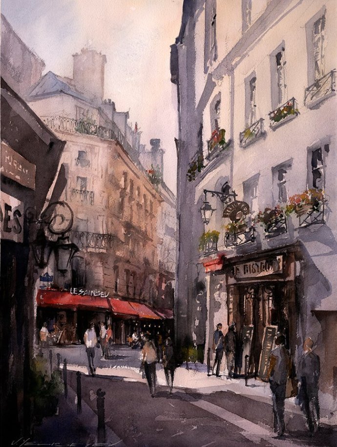 弗拉迪斯拉夫!印象水彩/美国当代艺术家弗拉迪斯拉夫水彩作品