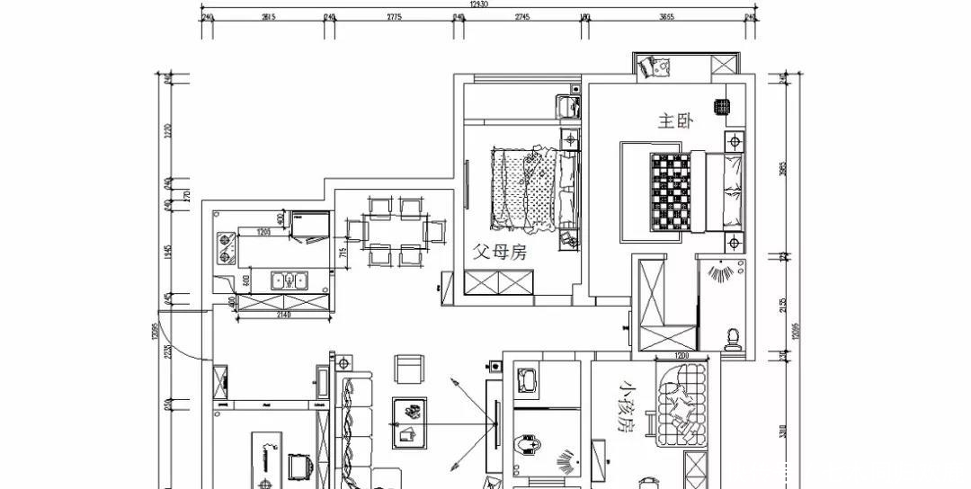 园林|135平三居室户型，中式风，利用园林造景的手法，雅致有意境