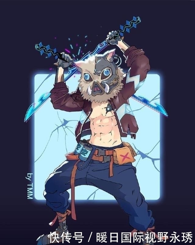 赛博朋克风|鬼灭之刃+赛博朋克风,祢豆子戴上防毒面具,恋柱身材不能发原图