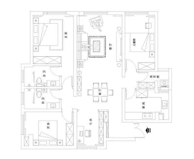 四居室|142平现代风四居室客厅尽显奢华大气,空间感十足