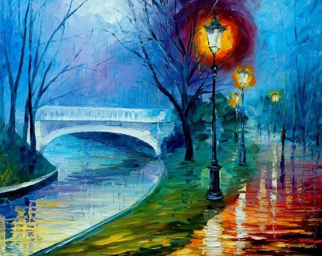 leonidafremov&现代印象以色列画家leonid afremov调色刀创作的缤纷炫丽油画