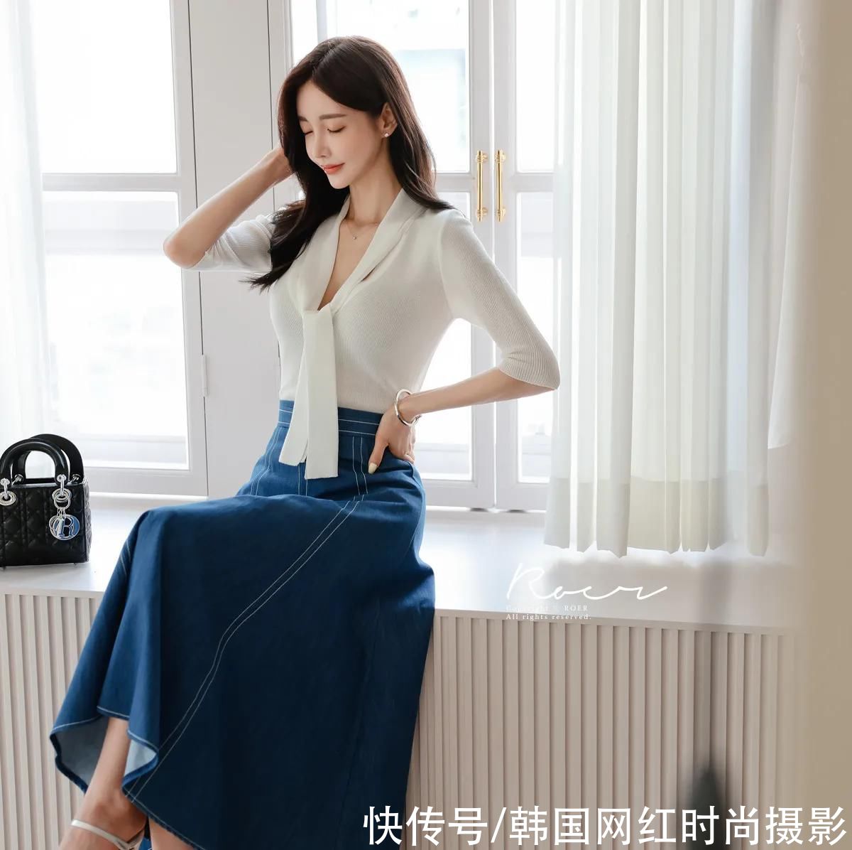 纱裙|女神孙允珠高清时尚搭配(251)新奥尔良都市牛仔斜衩柔纱裙