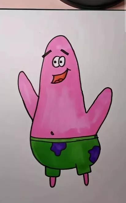 派大星@用手掌画“派大星”,开局我就看看,成品一出准备好拜师