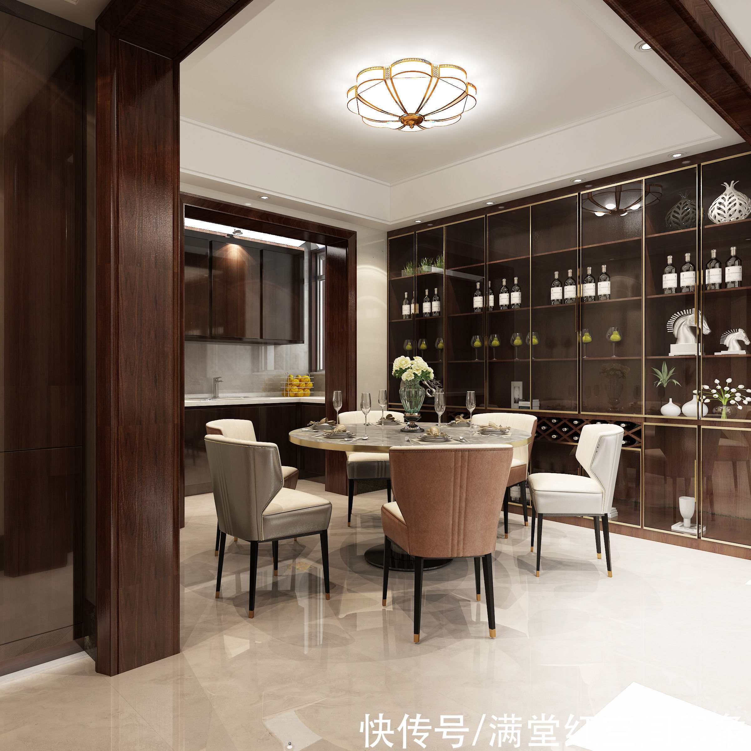 棕褐色|现代中欧混搭的装修风格