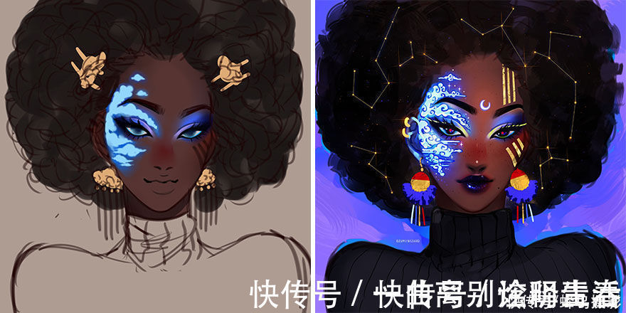 艺术家们@27个初稿与成品对比照,前后差距太大,网友:这是同一副画吗