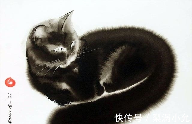 麦穗!水墨是中国传统绘画,老外用它画动物——别说另有一番意境