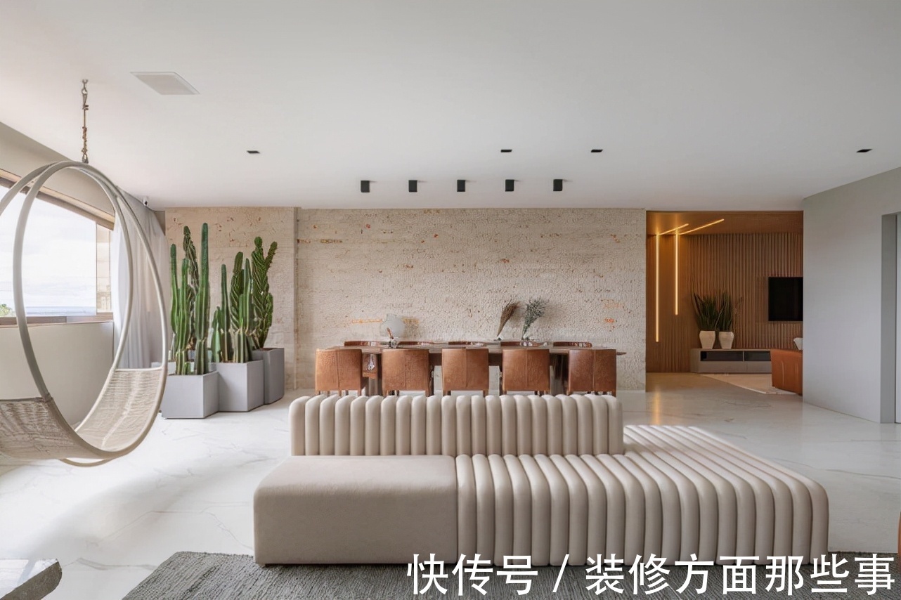 装修风格|115平现代风三居室,用木材和石材打造简约自然之所