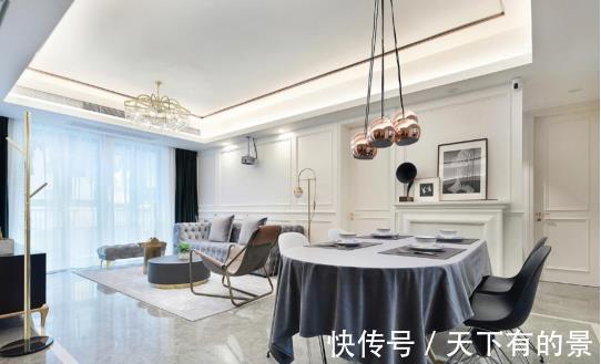 住宅|115㎡美式轻奢住宅,沉稳华丽大气,还有这么大的衣帽间!