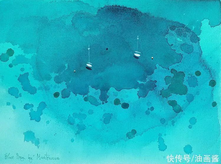 尤莉娅!她的画只有一滩稀薄的蓝色,简单到了极致,同时也美到了极致