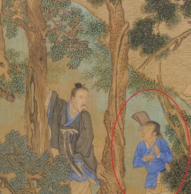 孔巢父|600年前的一张古画，疑似出现武侠人物，童子身上背着一把宝剑