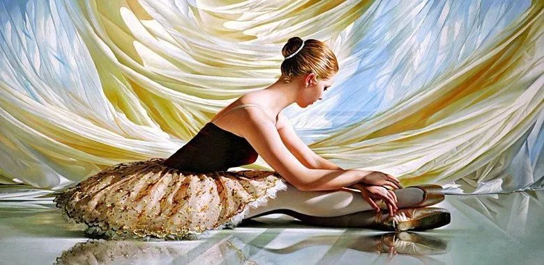 神韵&神韵优雅芭蕾舞者 油画 太奢美了!