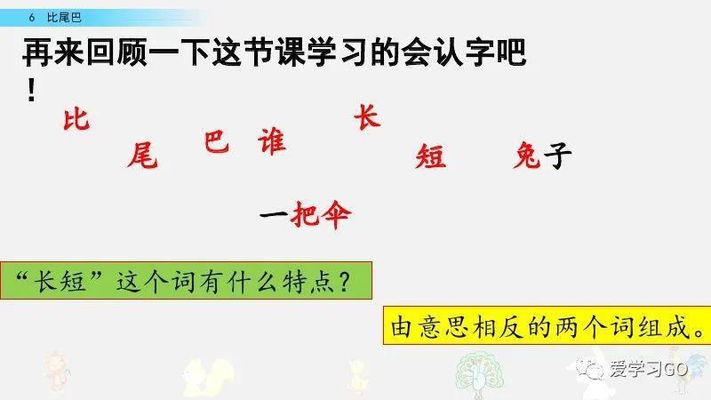  一年级|部编版一年级上册第6课《比尾巴》图文讲解+知识要点