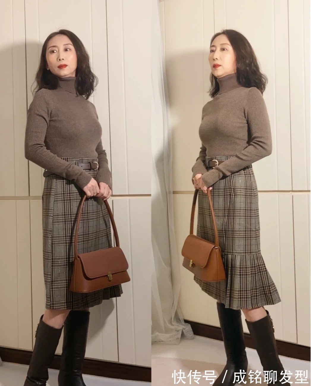 棕色|五十岁的女人会不会穿搭,学会这三点就行,和身材长相关系不大