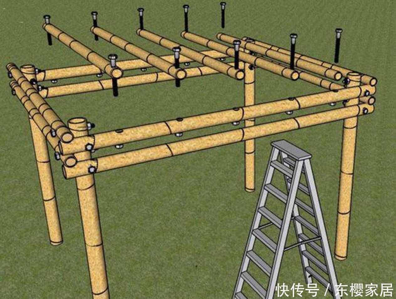 闲适|要是你也有个院子，那就这样设计砍几根竹子撑起一个廊架，闲适