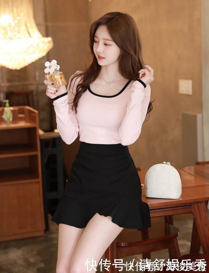 个性|黑色高腰短裙,裙摆处不规则设计,个性时尚