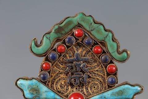 金花丝&清 福禄斋戒牌、金器,金花丝斋戒挂佩