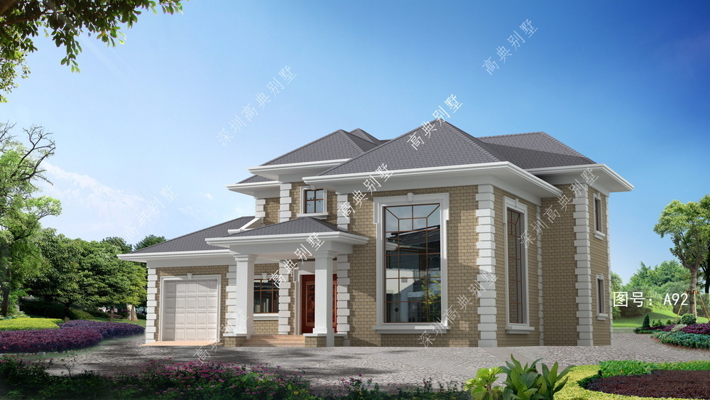 别墅|简欧两层别墅,外观立体,内部功能齐全,整体实用。