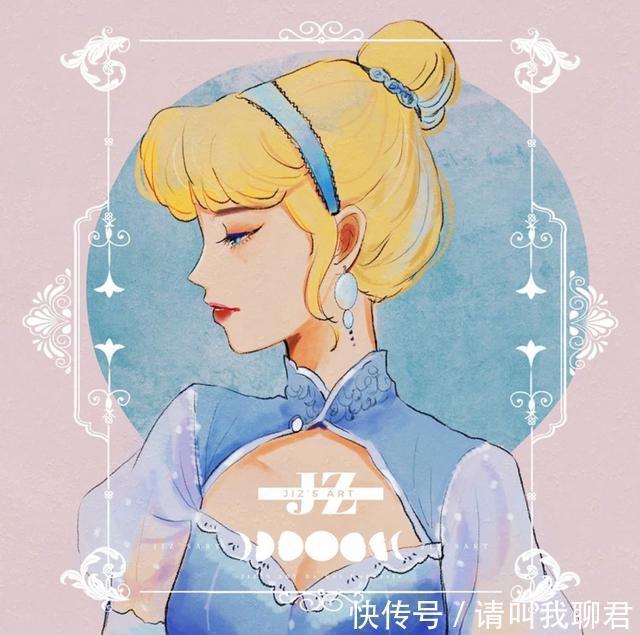 爱丽儿|迪士尼公主遇上“中国风旗袍”白发艾莎艳惊四座,蒂安娜很摩登