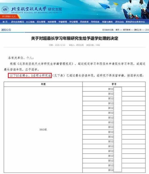 北航发布多条通知，404名研究生不再保留学籍，博士63人