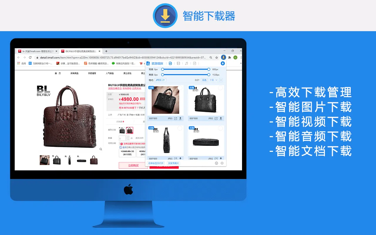 AIX智能下载器,下载浏览器上的图片/视频/音乐/文档-NobyDa