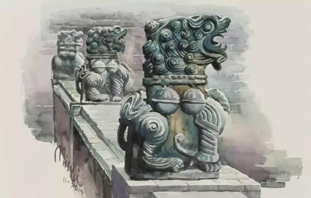 拴马石|旅美水彩艺术家李民笔下的中国风景画!他用艺术诠释“家”的味道