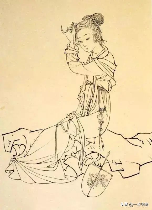 白描！他的白描被评为“当代第一”，画仕女独辟蹊径