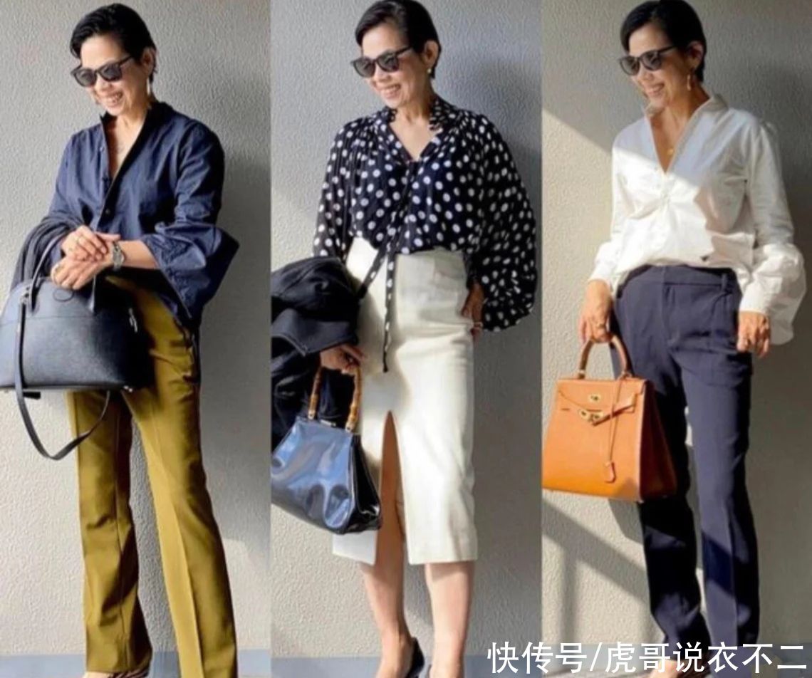 衬衫|女人年近60少穿“大红大绿”，学日本博主这么穿，简约大方又年轻