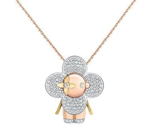 enne LV吉祥物化身能站、能动的镶钻玩偶项链!