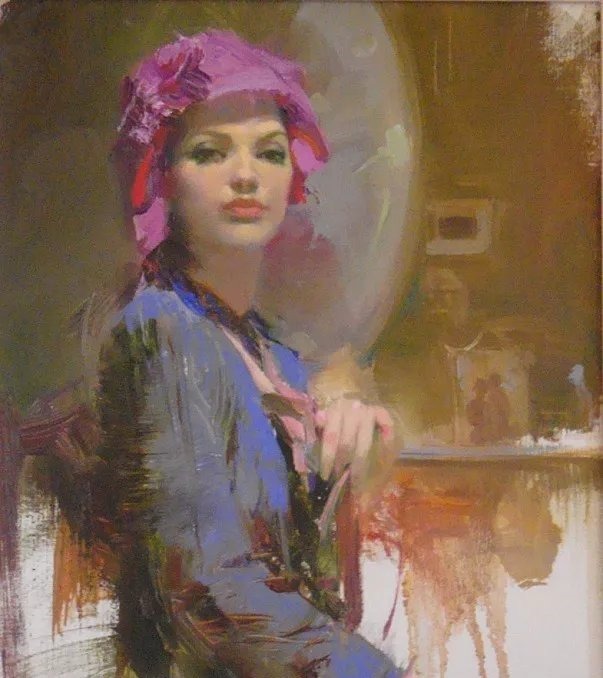 人物#皮诺德埃尼的油画人物，色彩斑斓，动静结合，光彩照人