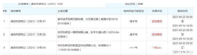 地块|「土拍预告」遂宁2021年市级第四次土地出让公告