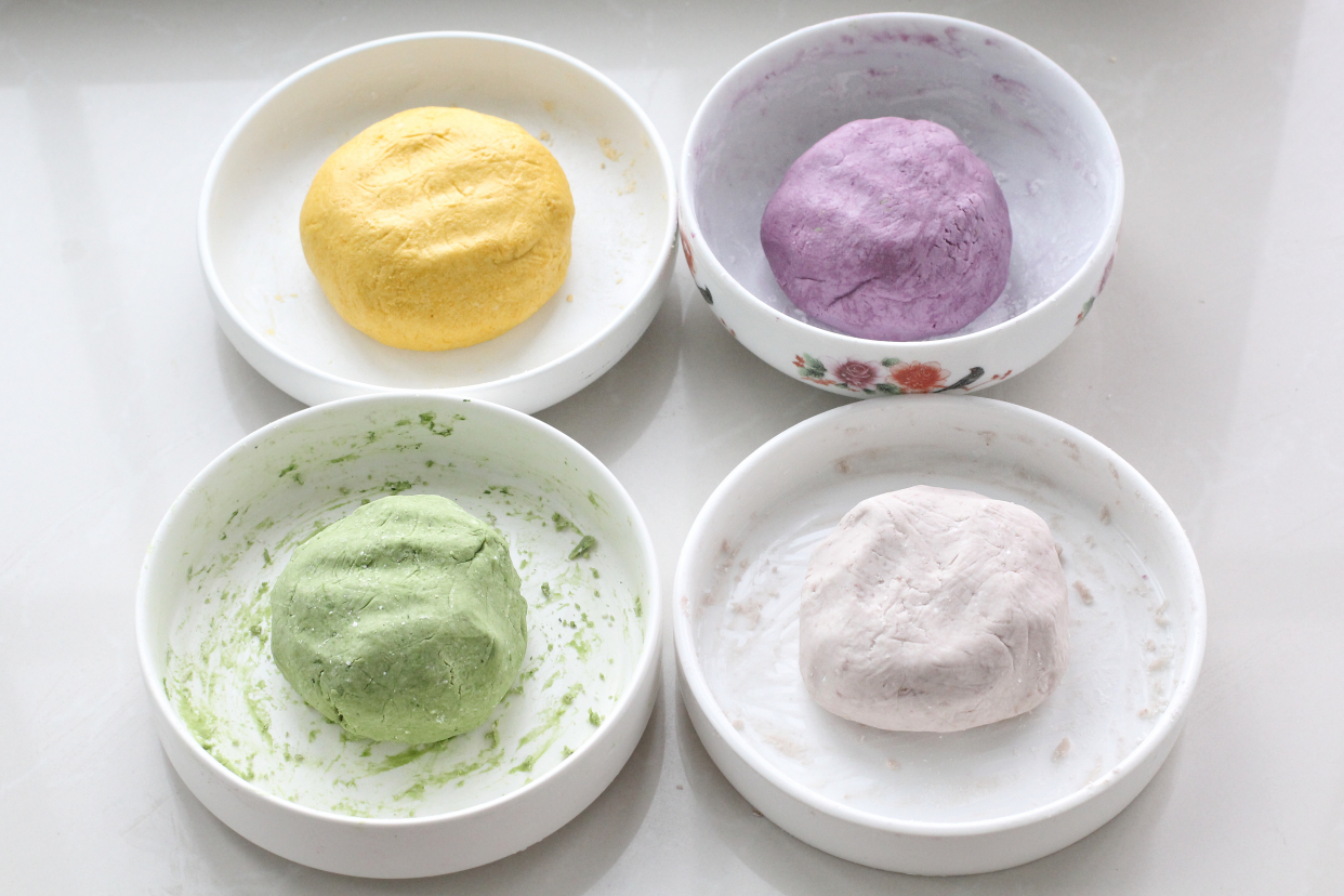 自制手工芋圆，四种颜色零添加，Q弹营养又简单，夏日必备小甜品