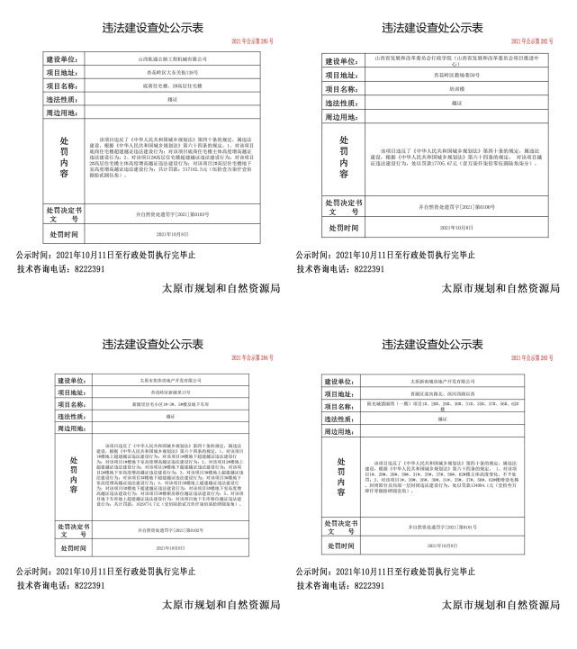 无证|刚刚！太原五项目因越证、无证被罚！